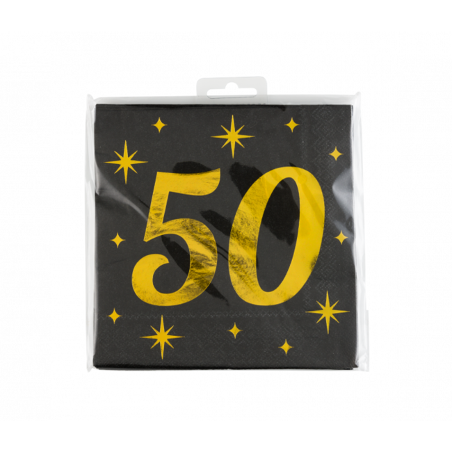 Paper Dreams Servetten - 50 jaar - Goud, zwart - 33x33cm - 16st.