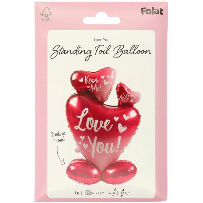 Folat Folieballon - Harten - Staand - Niet geschikt voor helium