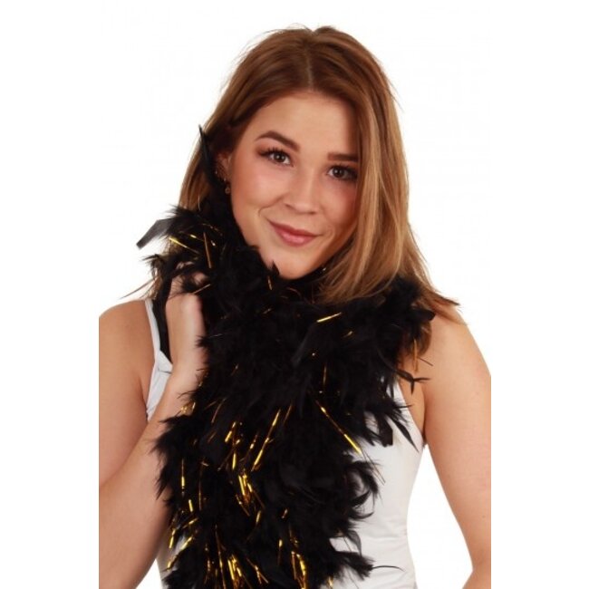 PartyXplosion Boa - Zwart, goud - 180cm - 50gr.