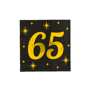 Paper Dreams Servetten - 65 jaar - Goud, zwart - 33x33cm - 16st.