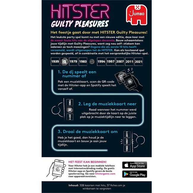 Jumbo Spel - Hitster - Guilty pleasures - 16+ - 2 tot 10 personen