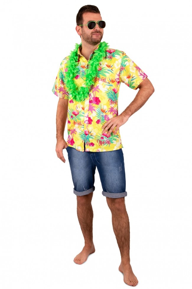 Blouse - Hawaii - Met print - Geel - XXL