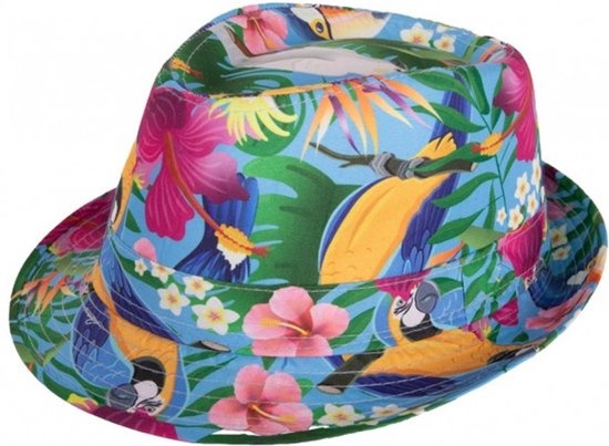 Hoed - Gleufhoed - Hawaii - Met print - Blauw