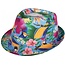 PartyXplosion Hoed - Gleufhoed - Hawaii - Met print - Blauw
