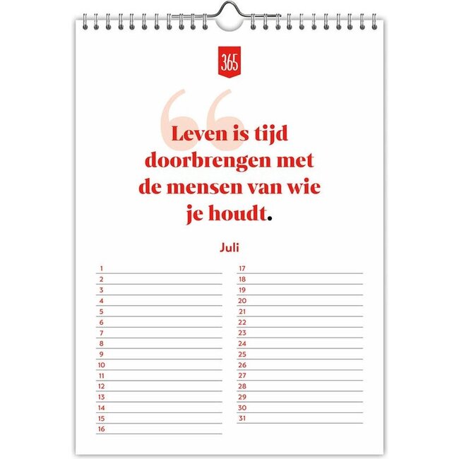 Comello Verjaardagskalender - 365 dagen succesvol - 21x29,7cm