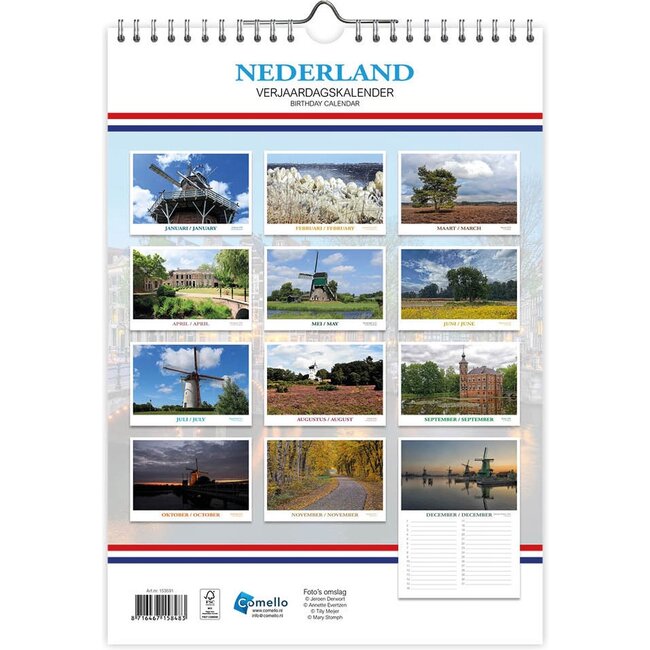 Comello Verjaardagskalender - Nederland - 21x29,7cm