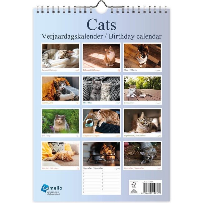 Comello Verjaardagskalender - Katten - 21x29,7cm