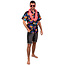 PartyXplosion Kostuum - Blouse - Hawaii - Met print - Zwart - M
