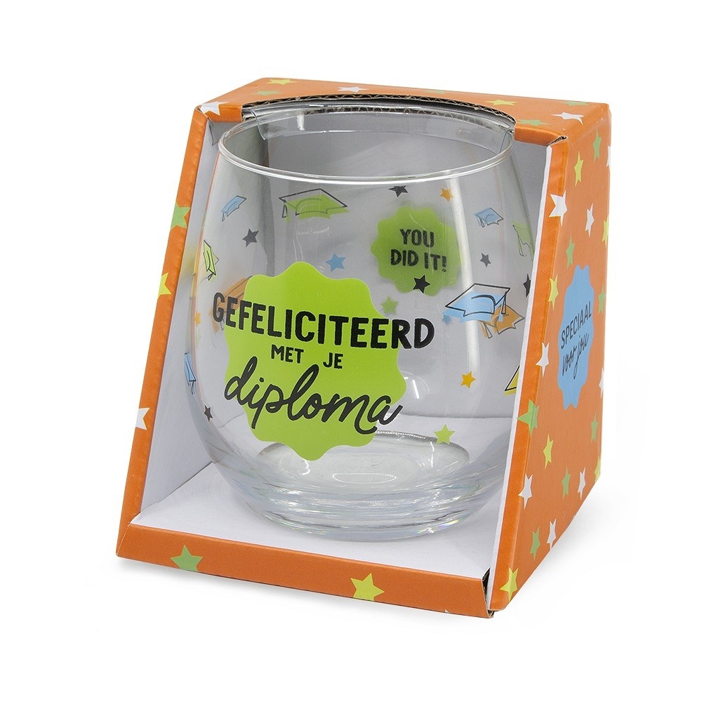 Glas - Water- & wijnglas - Gefeliciteerd met je diploma
