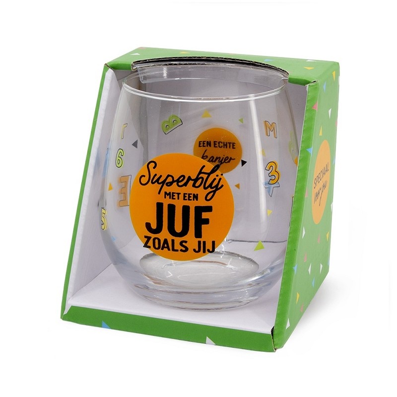 Glas - Water- & wijnglas - Superblij met een juf als jij