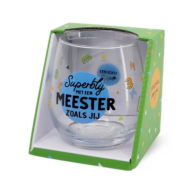 Glas - Water- & wijnglas - Superblij met een meester zoals jij