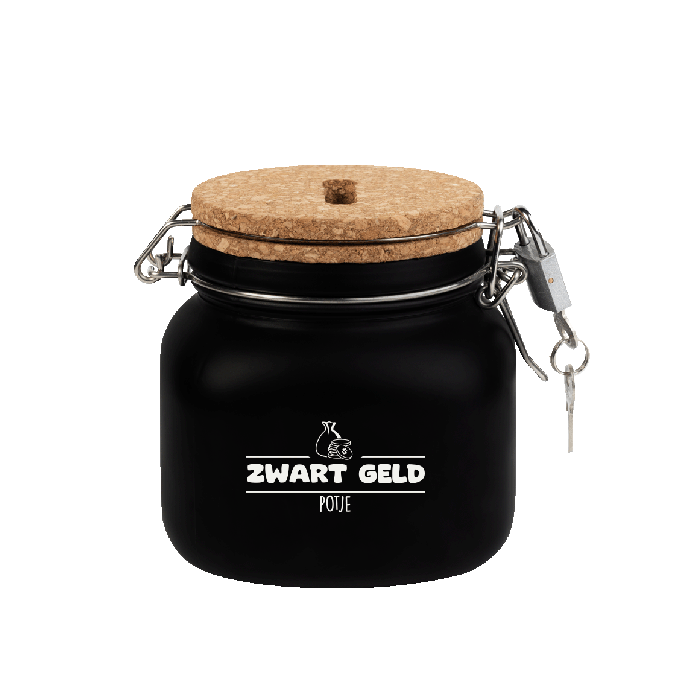 Spaarpot - Zwart geld potje - Glas - 10,5x11x12,5cm