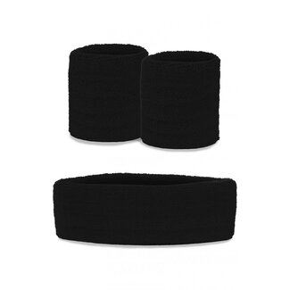 PartyXplosion Zweetbandjes - Zwart - Set - 3dlg.