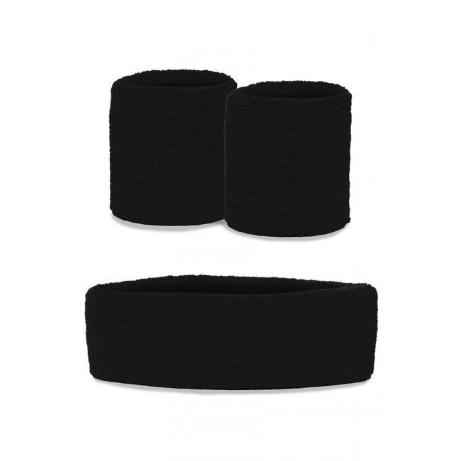 PartyXplosion Zweetbandjes - Zwart - Set - 3dlg.