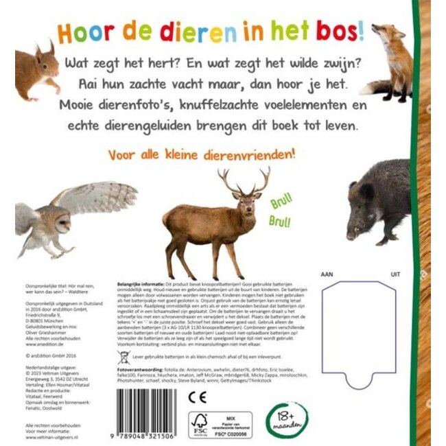 Veltman Boek - Welk dier hoor ik hier - In het bos - Met geluid - 1+