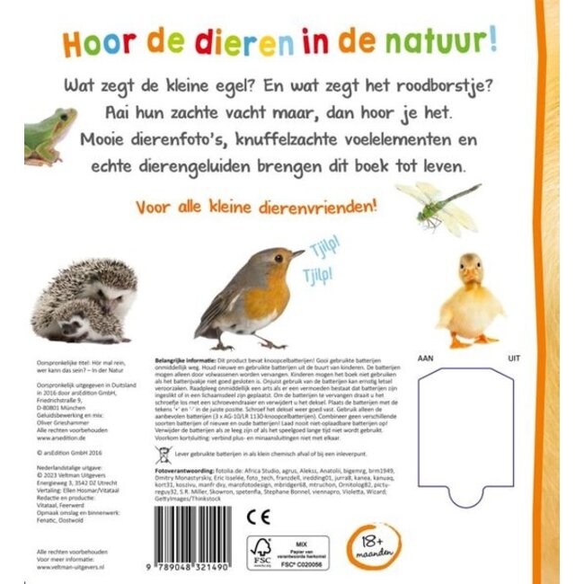 Veltman Boek - Welk dier hoor ik hier - In de natuur - Met geluid - 1+