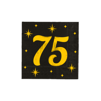 Paper Dreams Servetten - 75 jaar - Goud, zwart - 33x33cm - 16st.