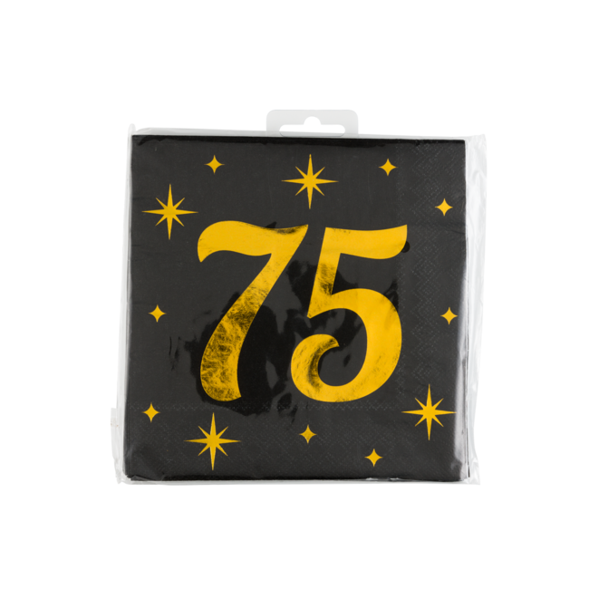 Paperdreams Servetten - 75 jaar - Goud, zwart - 33x33cm - 16st.