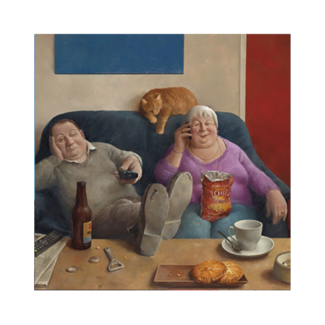 Comello Kaart - Familie aan de lijn -  Marius van Dokkum - Klein - 10x10cm
