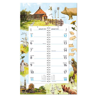 Comello Week omlegkalender - 2025 - Op schild - Rien Poortvliet - Boerderij - 21x34cm