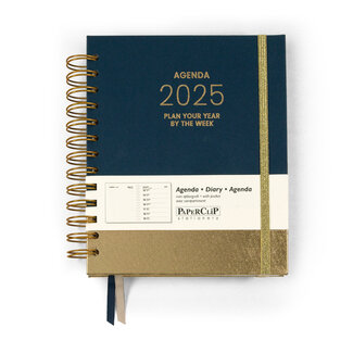 Paperclip Agenda - 2025 - Downtown - Chique blauw, goud - Bureau - 04-AGE.DT.2506