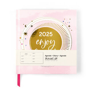 Paperclip Agenda - 2025 - Downtown - Roze met gouden zon - Square - 04-AGE.DT.2503