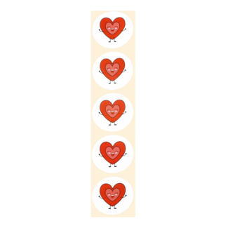 De blije luiaard Stickers - Rood hart emoticon - Rond - 4cm - 100st. - DBLS010