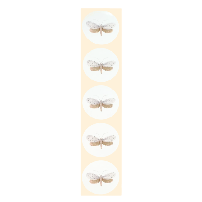 De blije luiaard Stickers - Glyphipterix ataracta (mot) - Rond - 4cm - 100st. - DBLS021