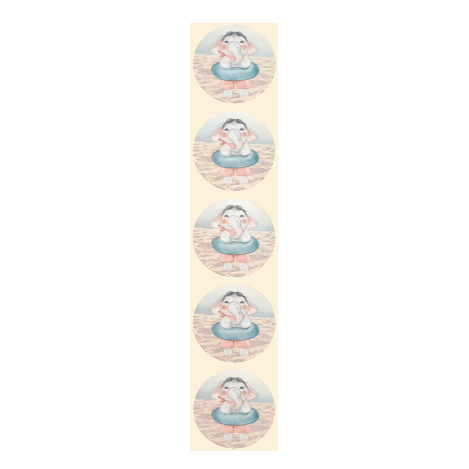 Stickers - Olifant in zwemband - Rond - 4cm - 100st. - DBLS023