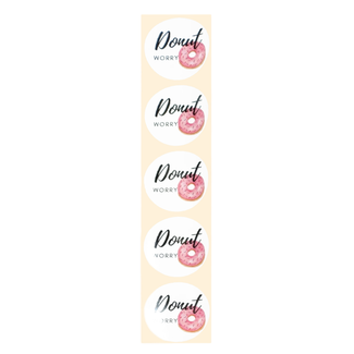 De blije luiaard Stickers - Donut worry - Rond - 4cm - 100st. - DBLS024