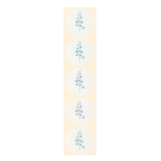 De blije luiaard Stickers - Blauwe bloemen - Rond - 4cm - 100st. - DBLS025