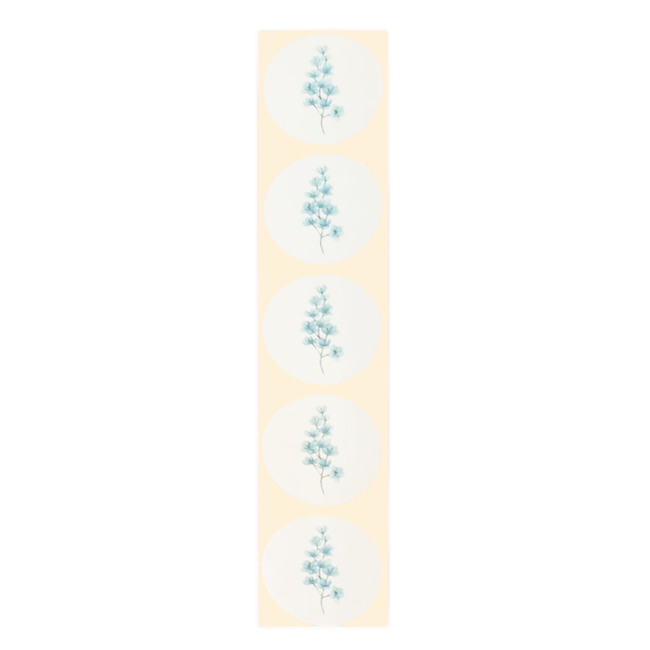 De blije luiaard Stickers - Blauwe bloemen - Rond - 4cm - 100st. - DBLS025