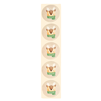 De blije luiaard Stickers - Ree met sjaal - Rond - 4cm - 100st. - DBLS039