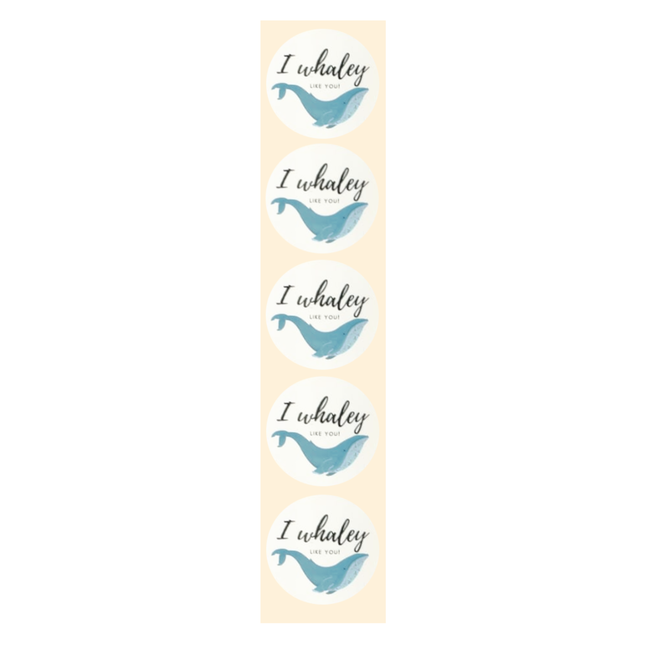 De blije luiaard Stickers - I whaley like you - Rond - 4cm - 100st. - DBLS049