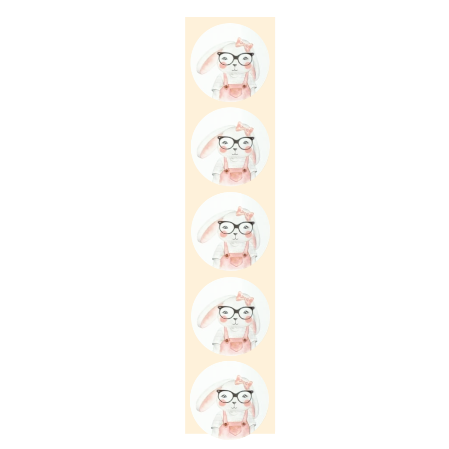 Stickers - Konijn met bril - Rond - 4cm - 100st. - DBLS043