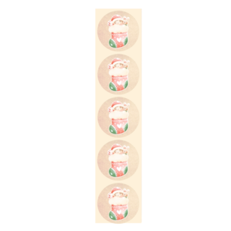 De blije luiaard Stickers - Roze kerstsok - Rond - 4cm - 100st. - DBLS046