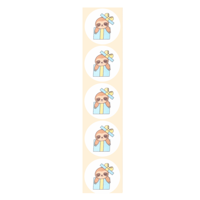 De blije luiaard Stickers - Luiaard cadeautje - Rond - 4cm - 100st. - DBLS053