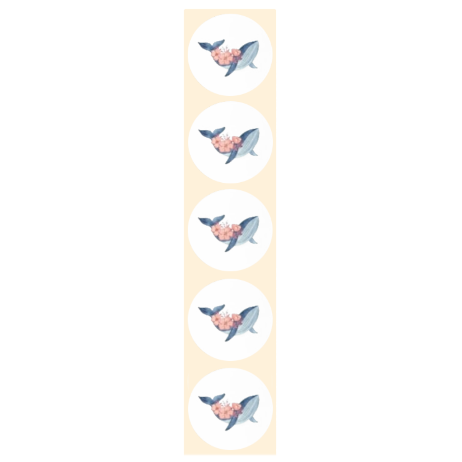 Stickers - Walvis met bloemen - Rond - 4cm - 100st. - DBLS048