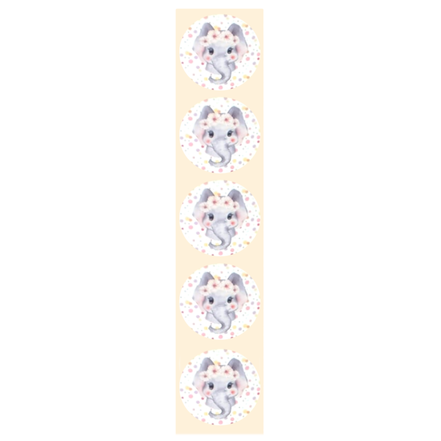 Stickers - Olifantje met bloemen - Rond - 4cm - 100st. - DBLS041