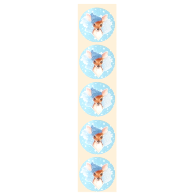 De blije luiaard Stickers - Ree met muts - Rond - 4cm - 100st. - DBLS064