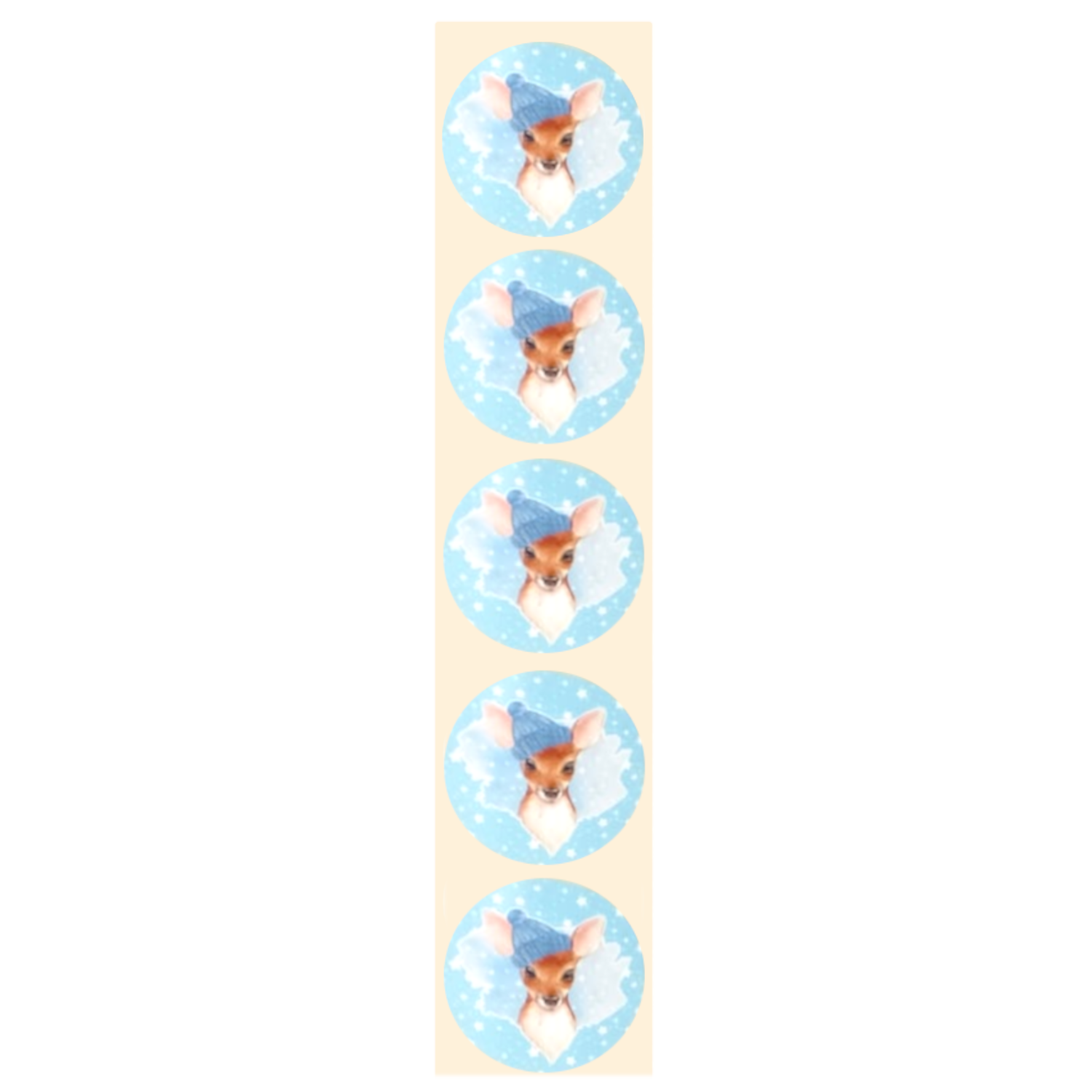Stickers - Ree met muts - Rond - 4cm - 100st. - DBLS064
