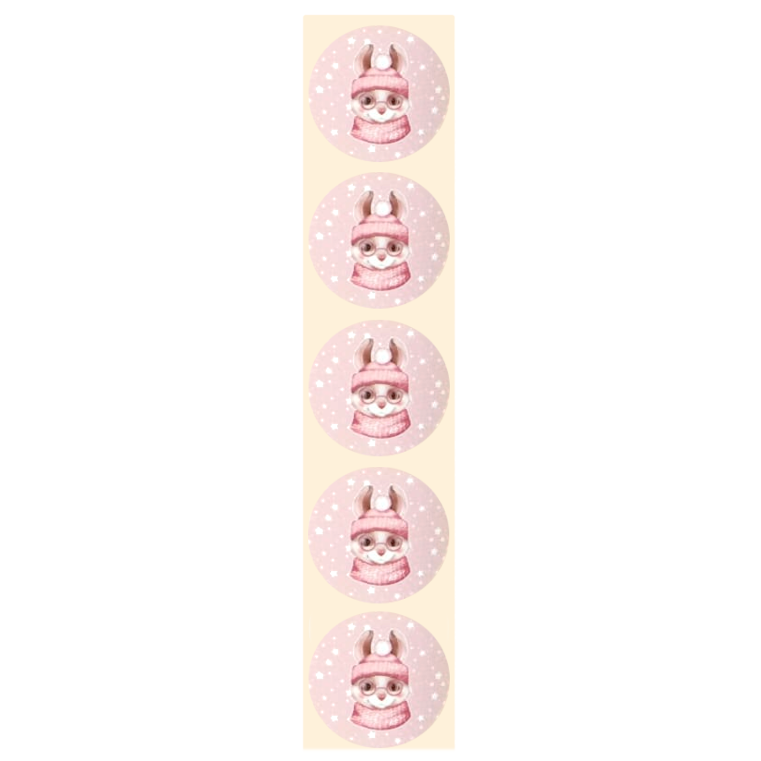 Stickers - Konijn met muts & sjaal - Rond - 4cm - 100st. - DBLS059