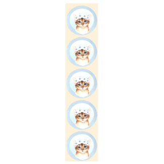 De blije luiaard Stickers - Poes met bloemen - Rond - 4cm - 100st. - DBLS063