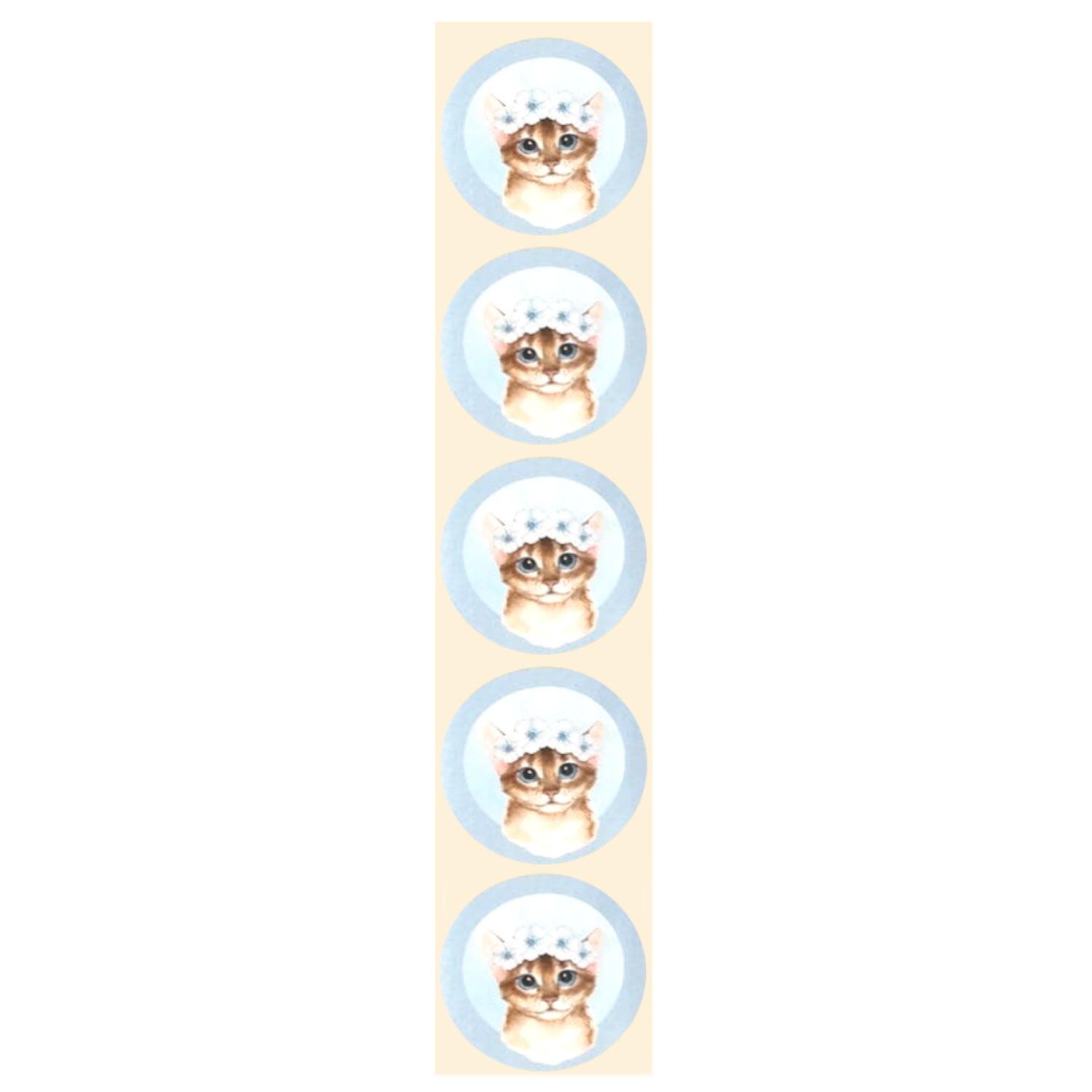 Stickers - Poes met bloemen - Rond - 4cm - 100st. - DBLS063