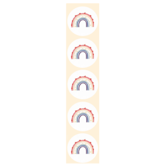 De blije luiaard Stickers - Regenboog - Sterren & hartjes - Rond - 4cm - 100st. - DBLS002