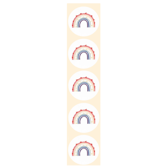 De blije luiaard Stickers - Regenboog - Sterren & hartjes - Rond - 4cm - 100st. - DBLS002