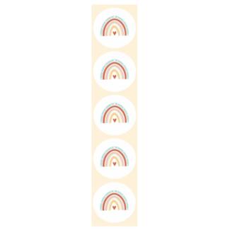 De blije luiaard Stickers - Regenboog - Hartje - Rond - 4cm - 100st. - DBLS001