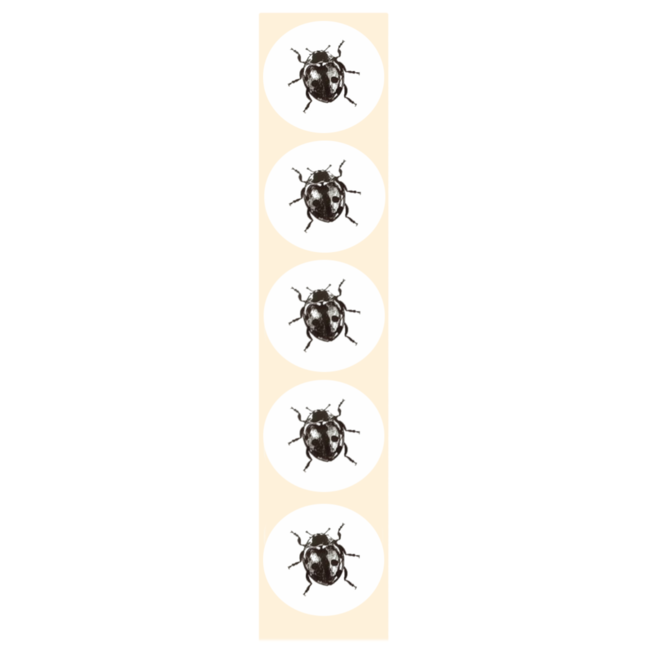 De blije luiaard Stickers - Lieveheersbeestje - Zwart/wit - Rond - 4cm - 100st. - DBLS004