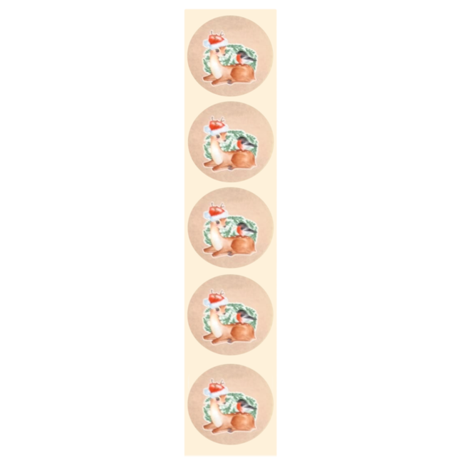 De blije luiaard Stickers - Ree met roodborstje - Rond - 4cm - 100st. - DBLS015