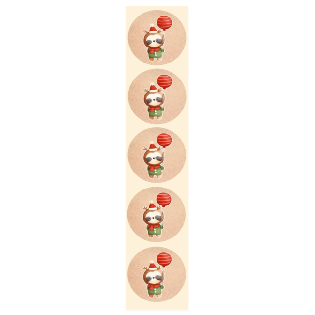 De blije luiaard Stickers - Kerst ree met ballon - Rond - 4cm - 100st. - DBLS014